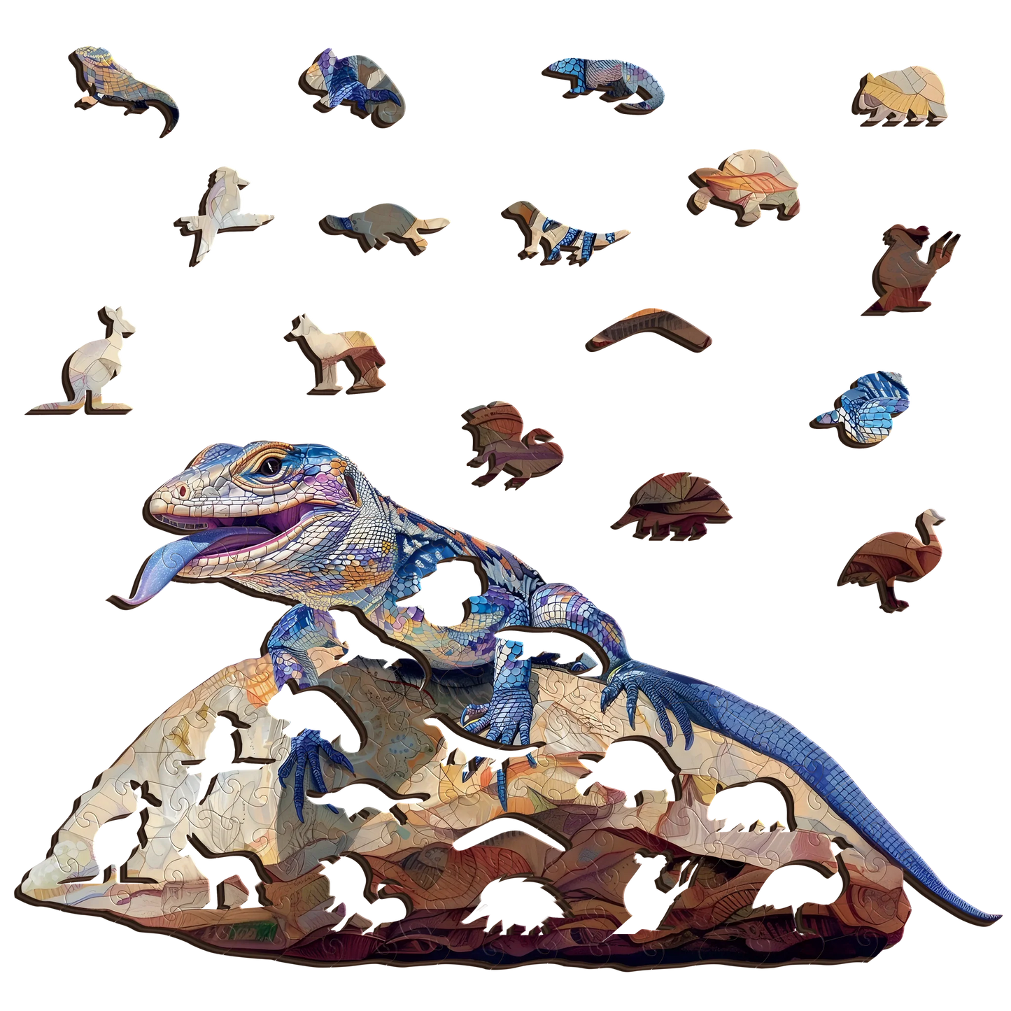 Blue Tongue Lizard Explorer ~ Decorative Wooden Puzzle