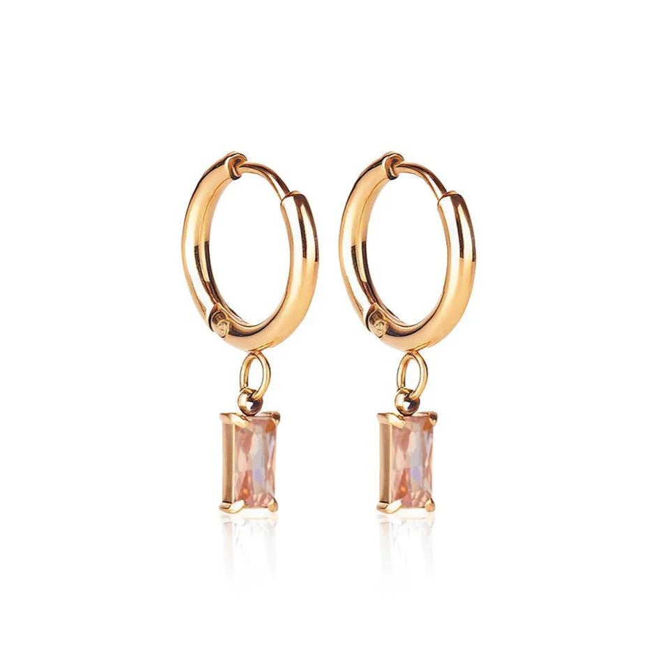 Luxe Gold Drop Earring - Peach
