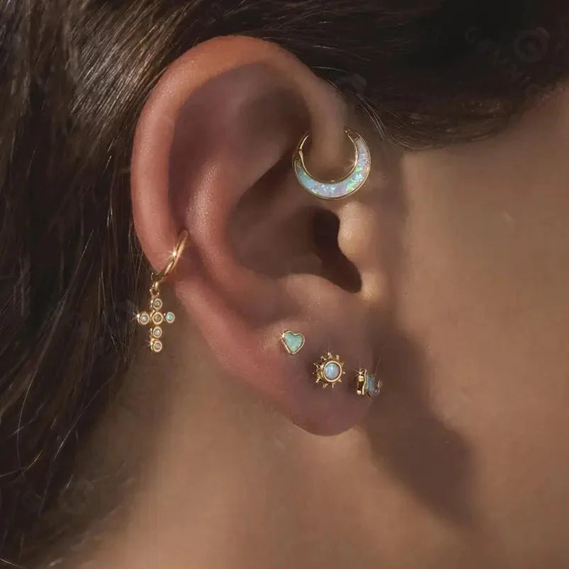 Mini Opal Stud 18k Gold Plated Earrings