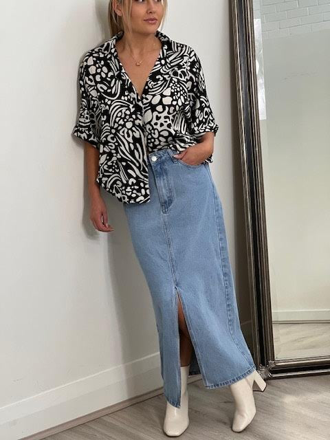 Up a Level Maxi Skirt - Blue
