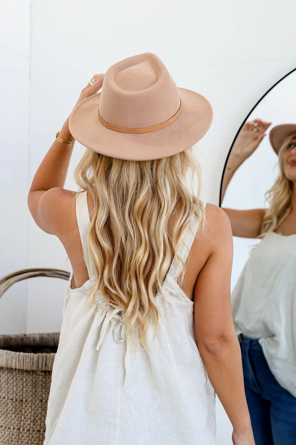 Wool Fedora - Camel (Light Brown Strap)