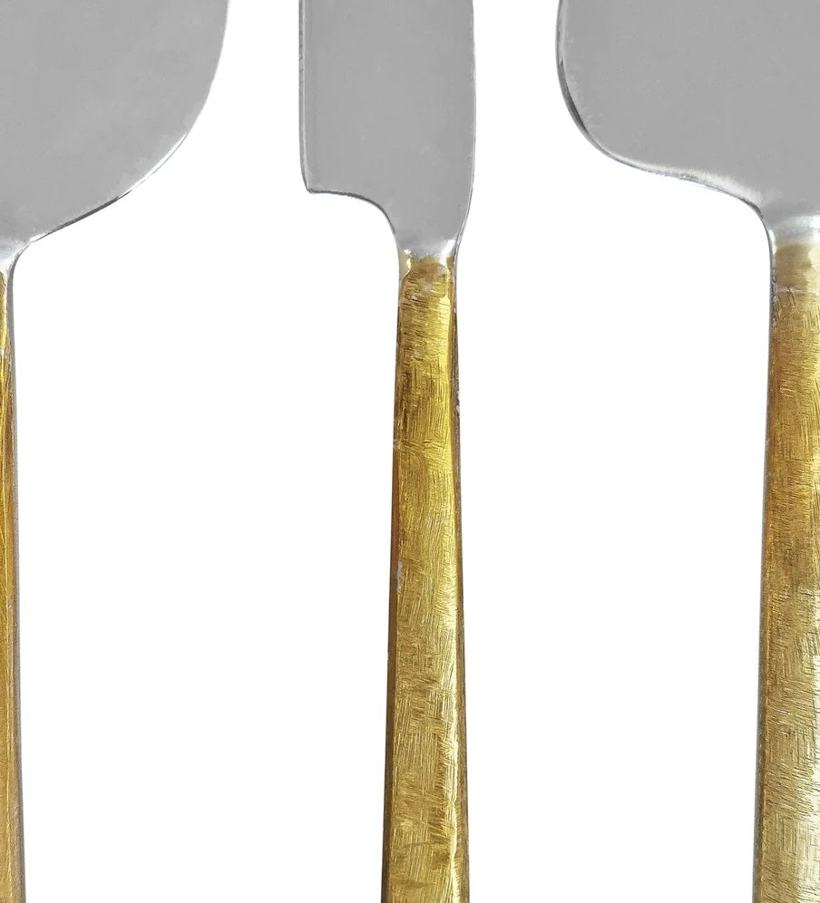 Milan Cheese Knives Set of 3 Silver and Gold