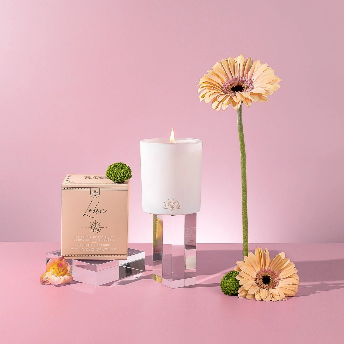 Laken’ Candle of Positivity, Magnolia + Coconut