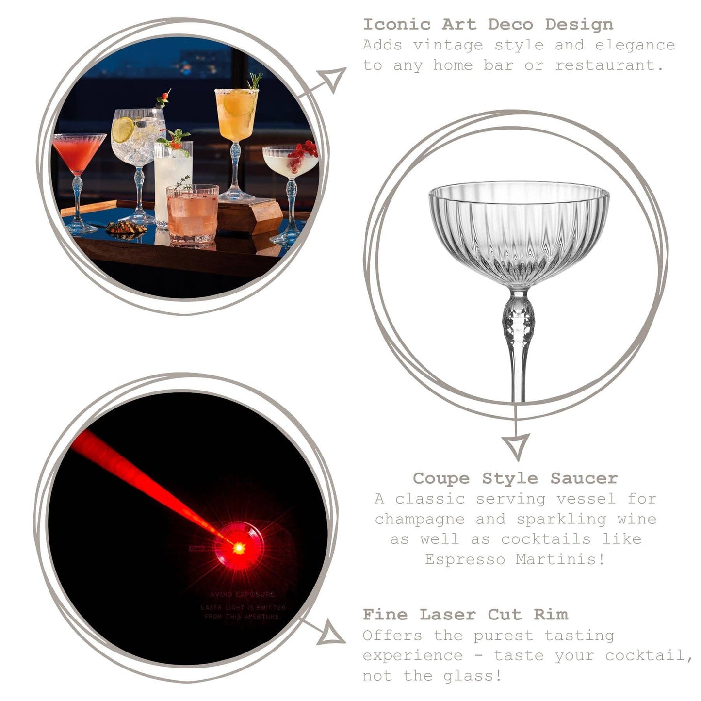 230ml America '20s Champagne Cocktail Saucer - By Bormioli R