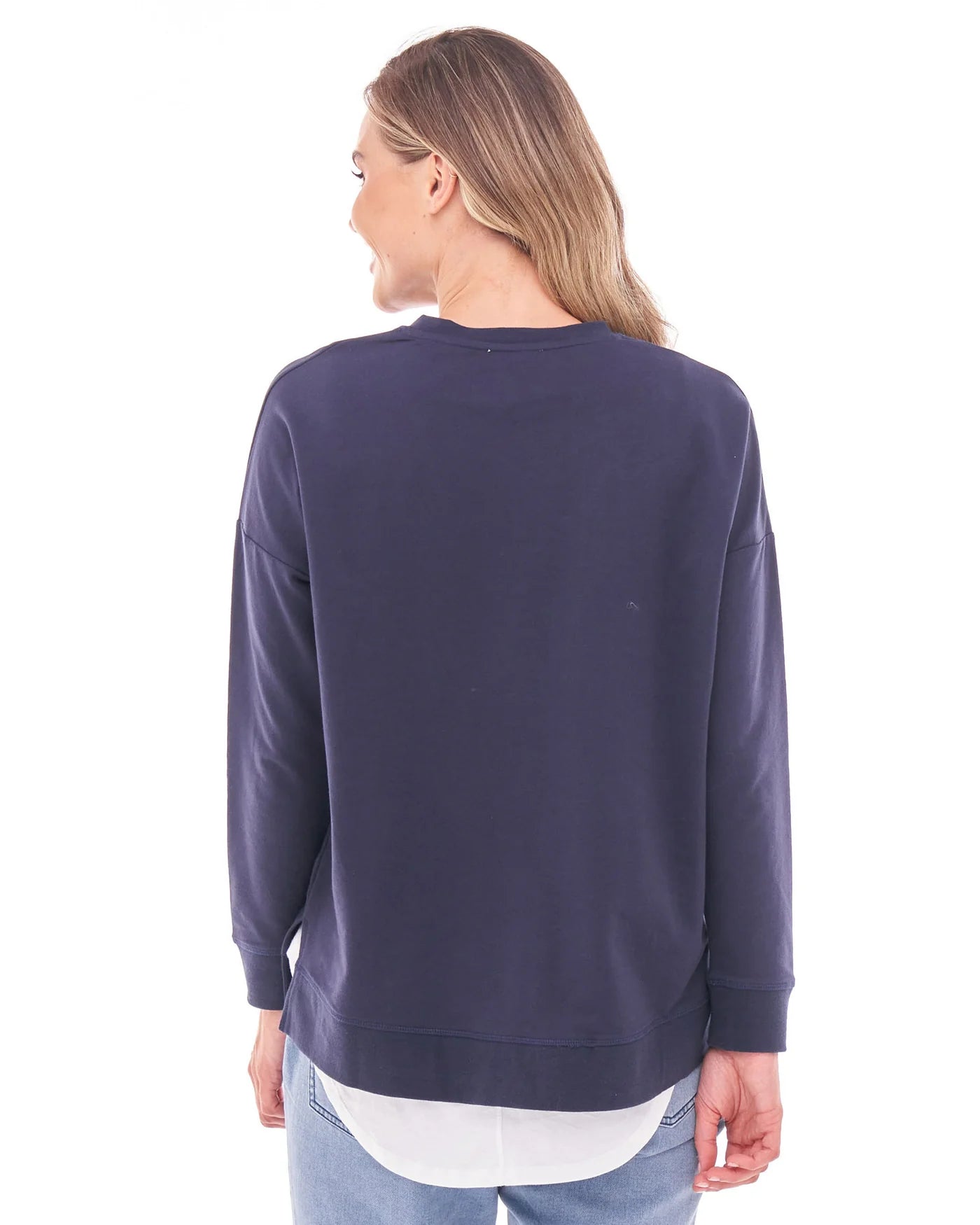 Sienna relaxed crew neck cotton sweat - Navy