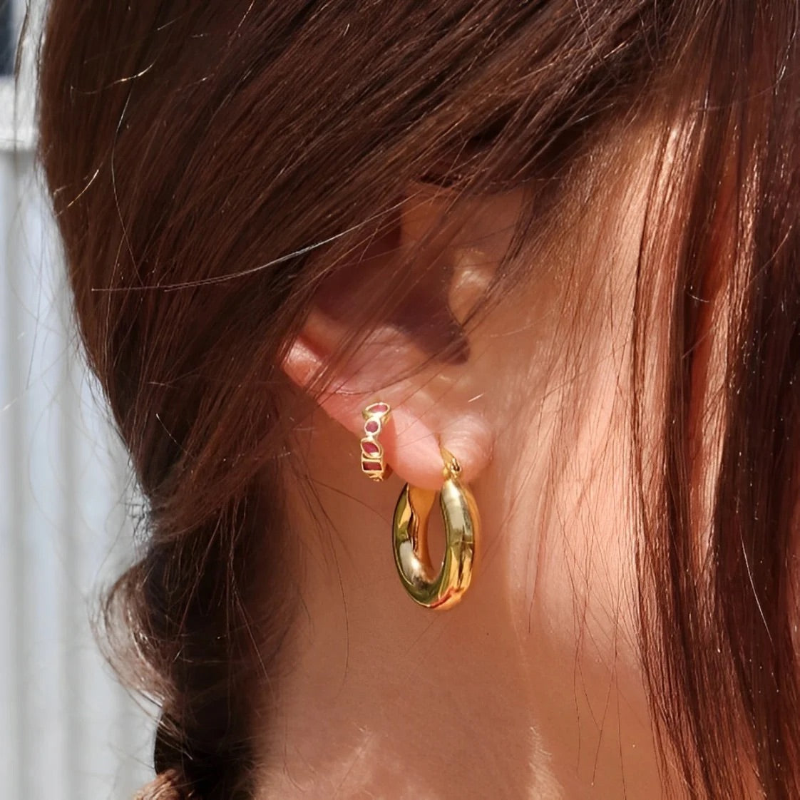 Glory Huggie Earrings - Ruby
