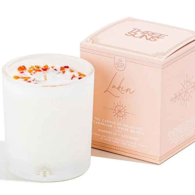 Laken’ Candle of Positivity, Magnolia + Coconut