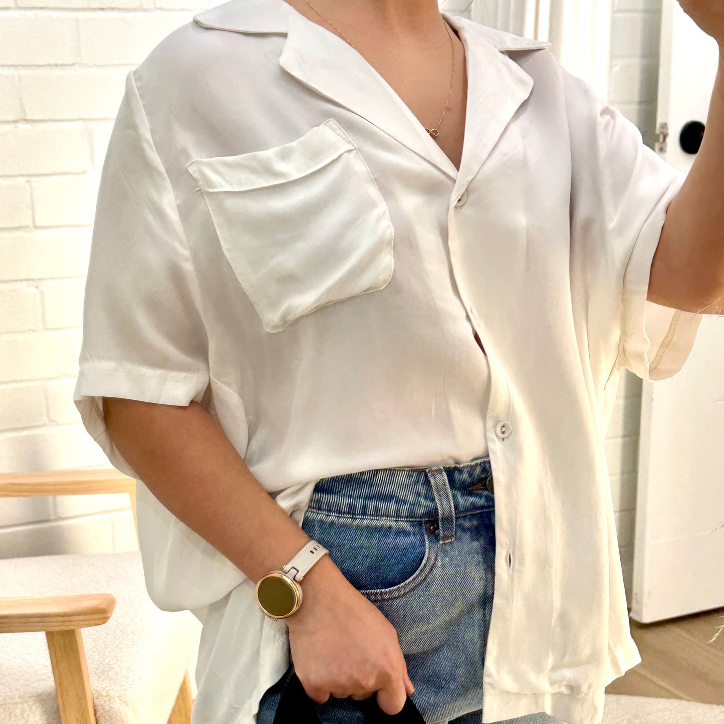 Cupro Box Shirt White