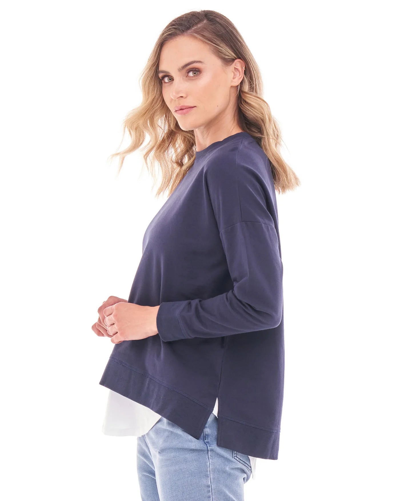 Sienna relaxed crew neck cotton sweat - Navy