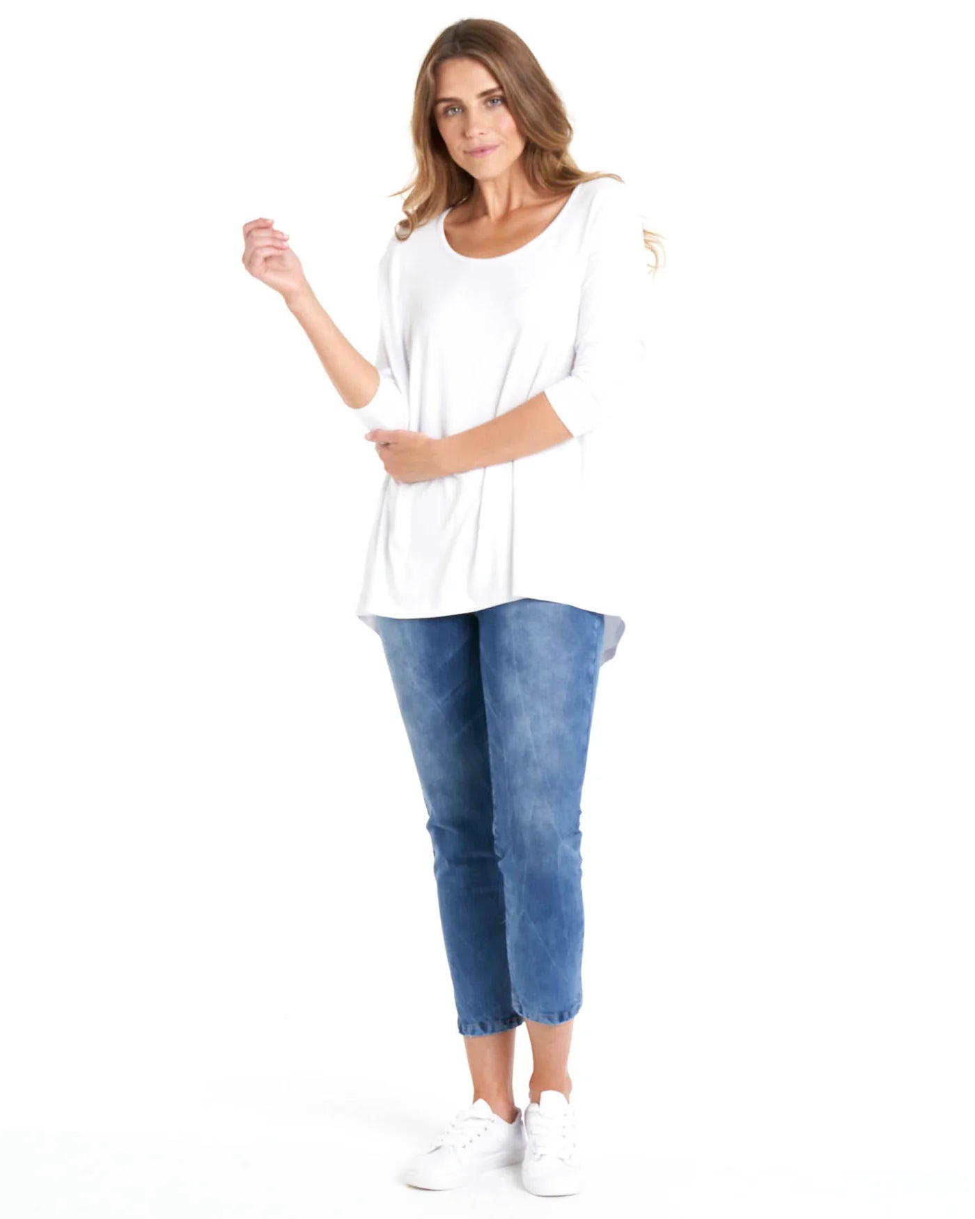 Milan 3/4 sleeve top - White