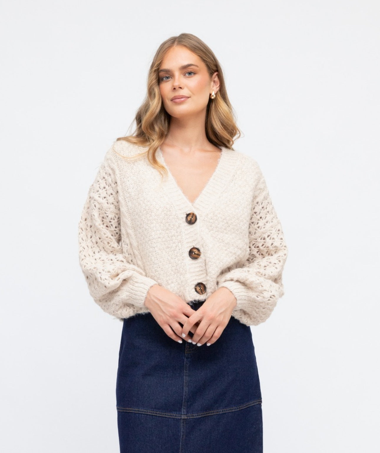 Day Lily Knit Cardigan Beige