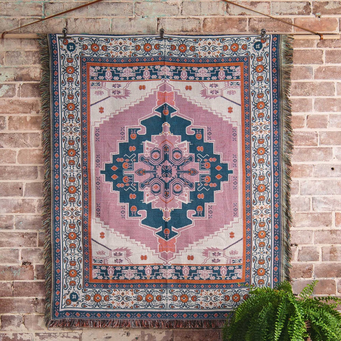 'Strawberry Fields' Woven Picnic Rug/Throw: Regular 130x160cm