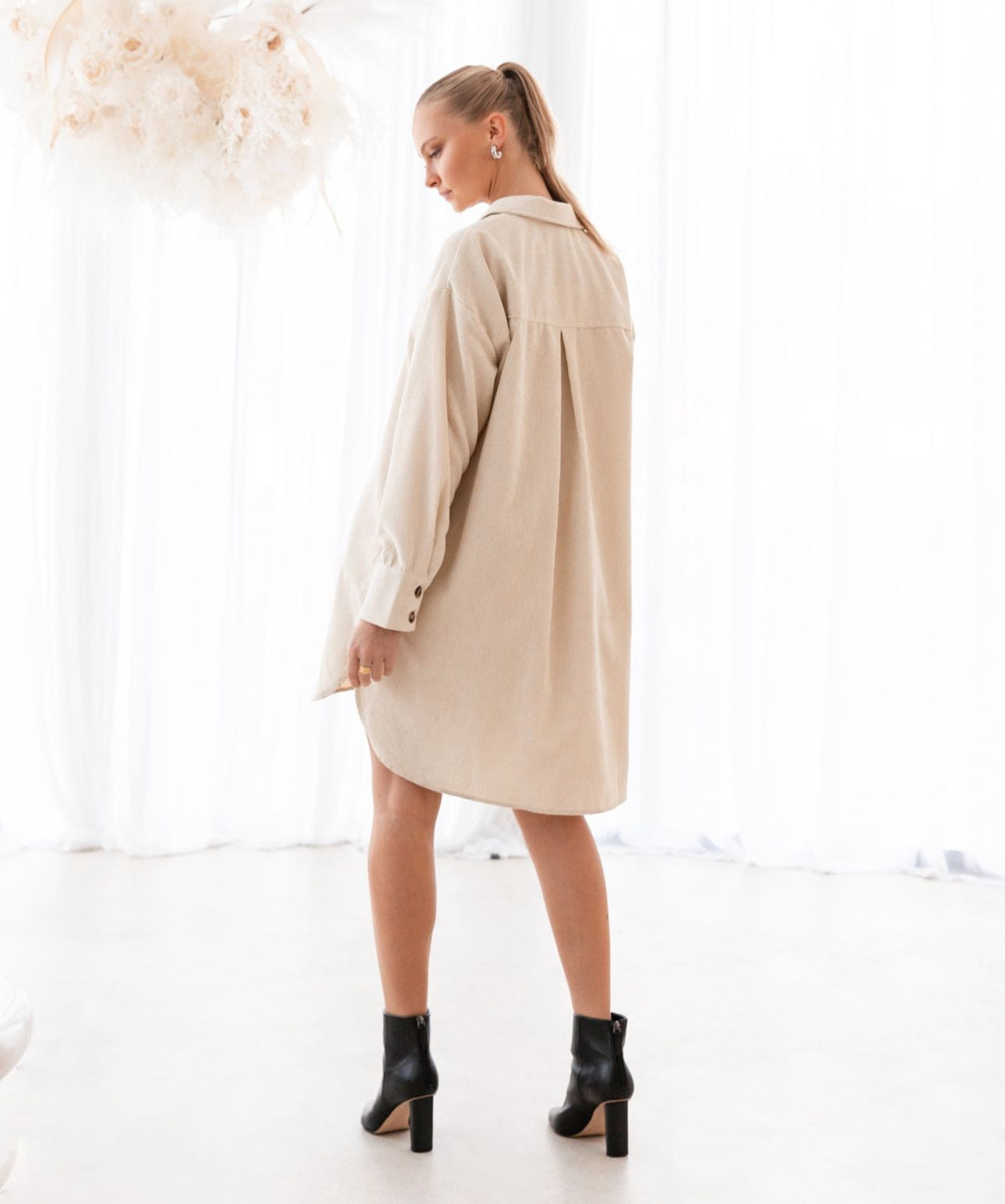 Cord Oversized Shirtdress