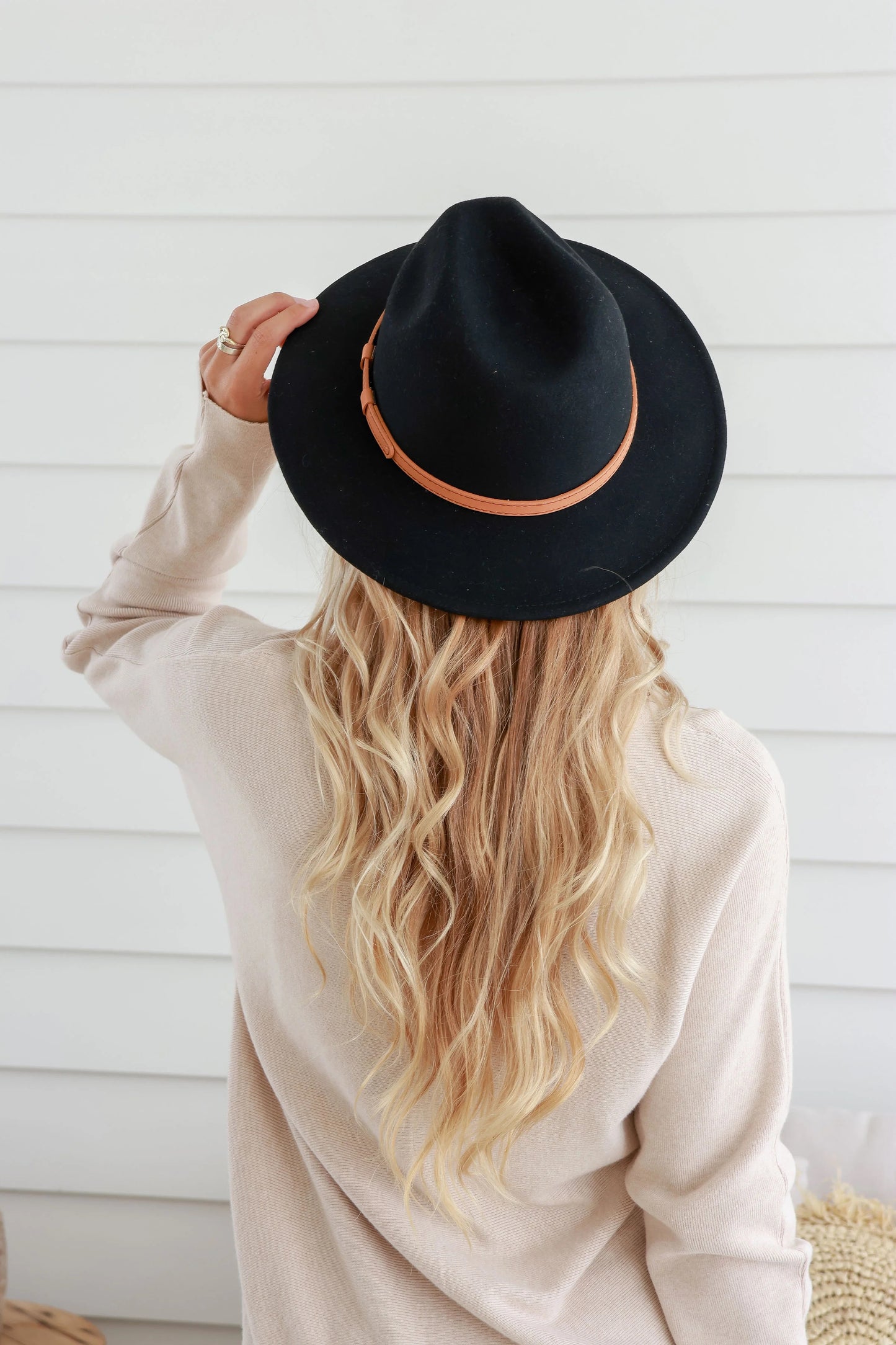 Wool Fedora - Black/Tan
