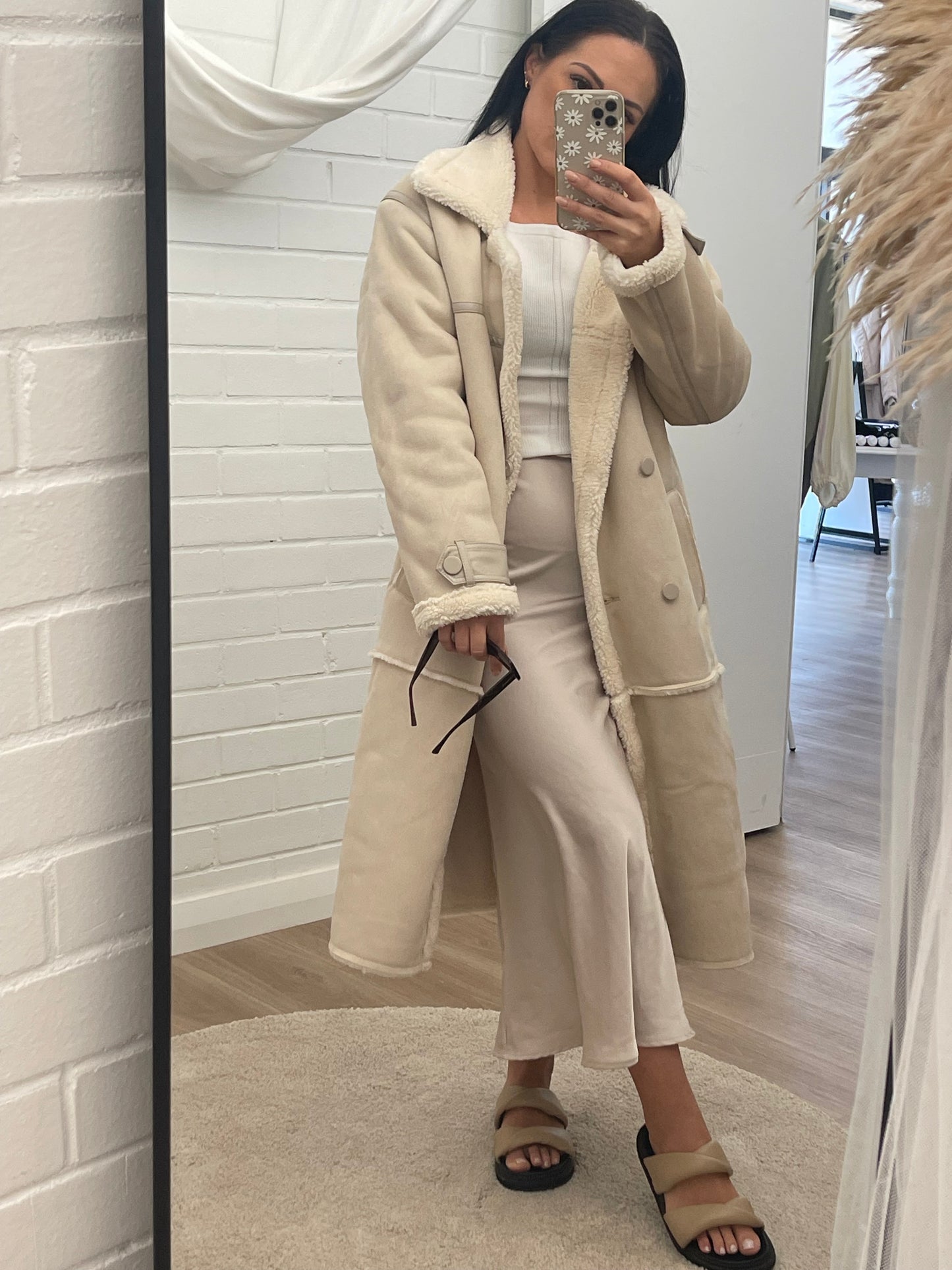 Mia Sherpa Coat - Cream
