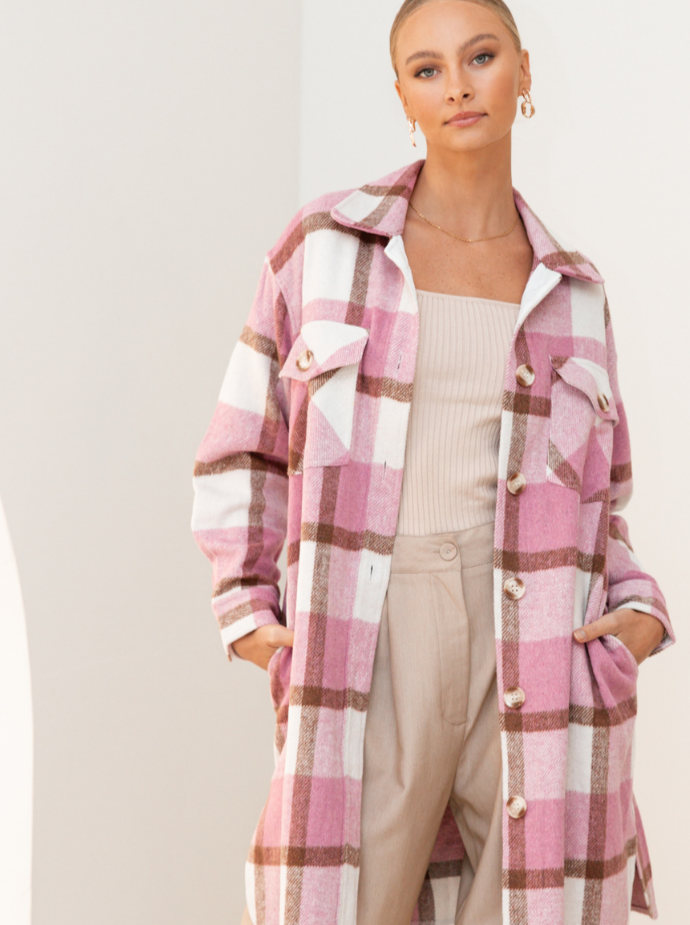 Check Shacket Pink
