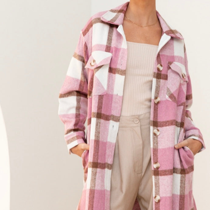 Check Shacket Pink