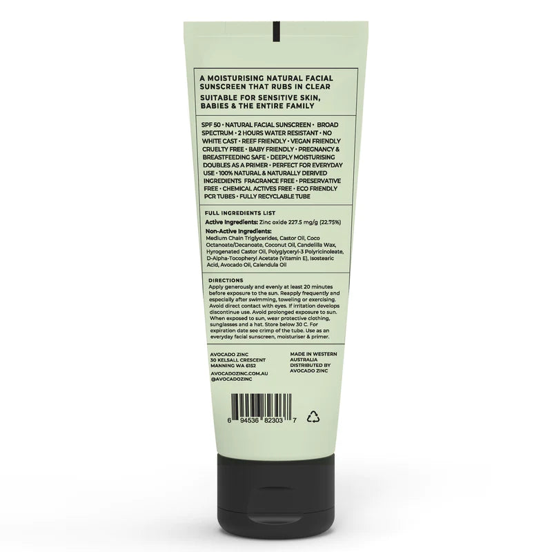 Avocado Zinc SPF 50 Natural Physical Sunscreen