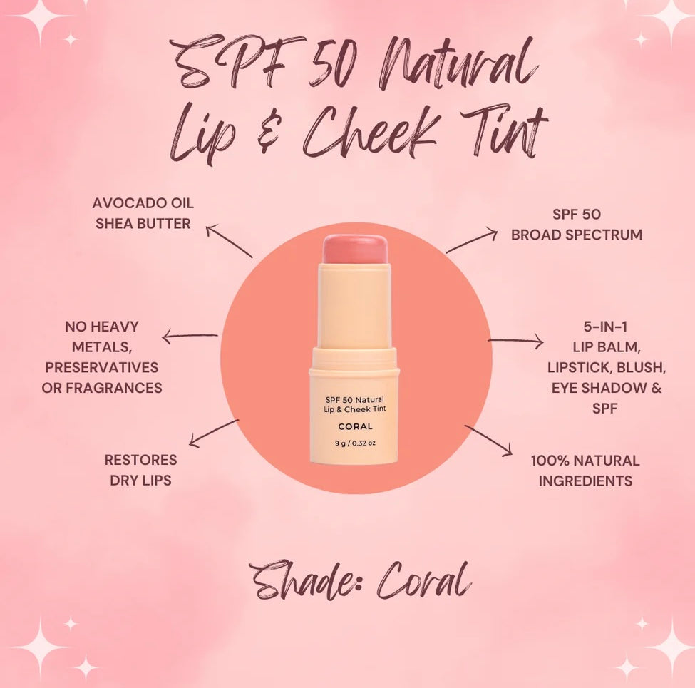 Avocado Zinc SPF 50 Natural Lip & Cheek Tint - Berry