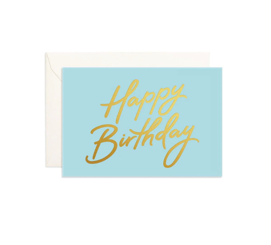 Happy Birthday Aqua Mini Greeting Card