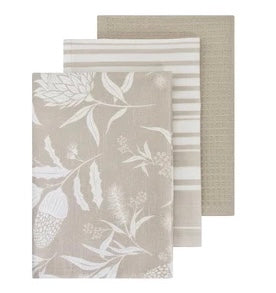 Bindi 3 pack Tea Towel Grey Beige