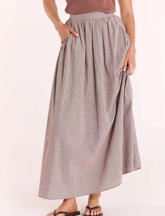 Lottie Skirt - Chocolate Gingham