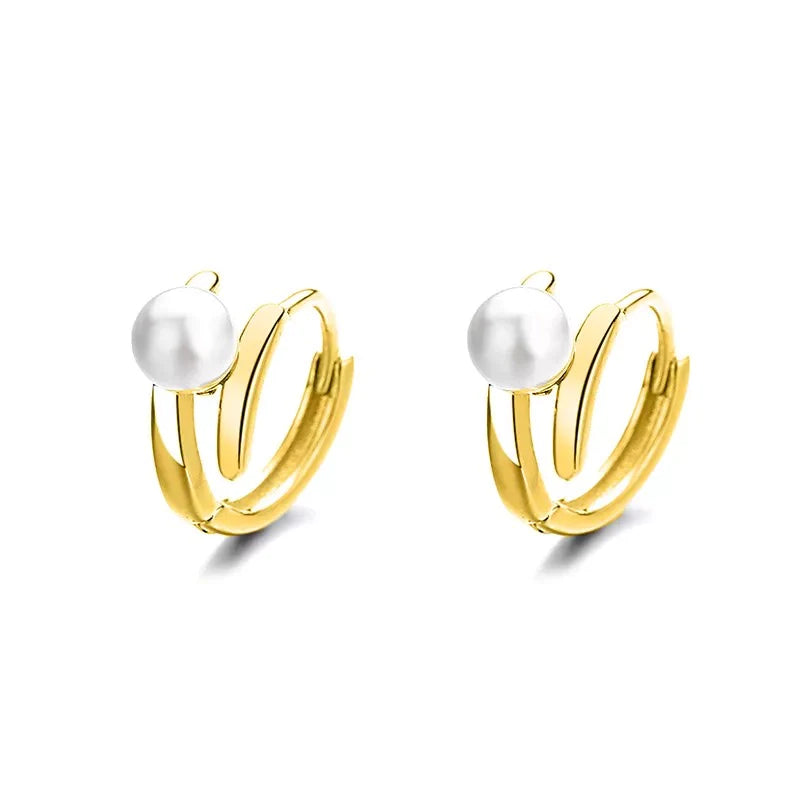 Freshwater Pearl Huggies 18k Gold Plated Earrings