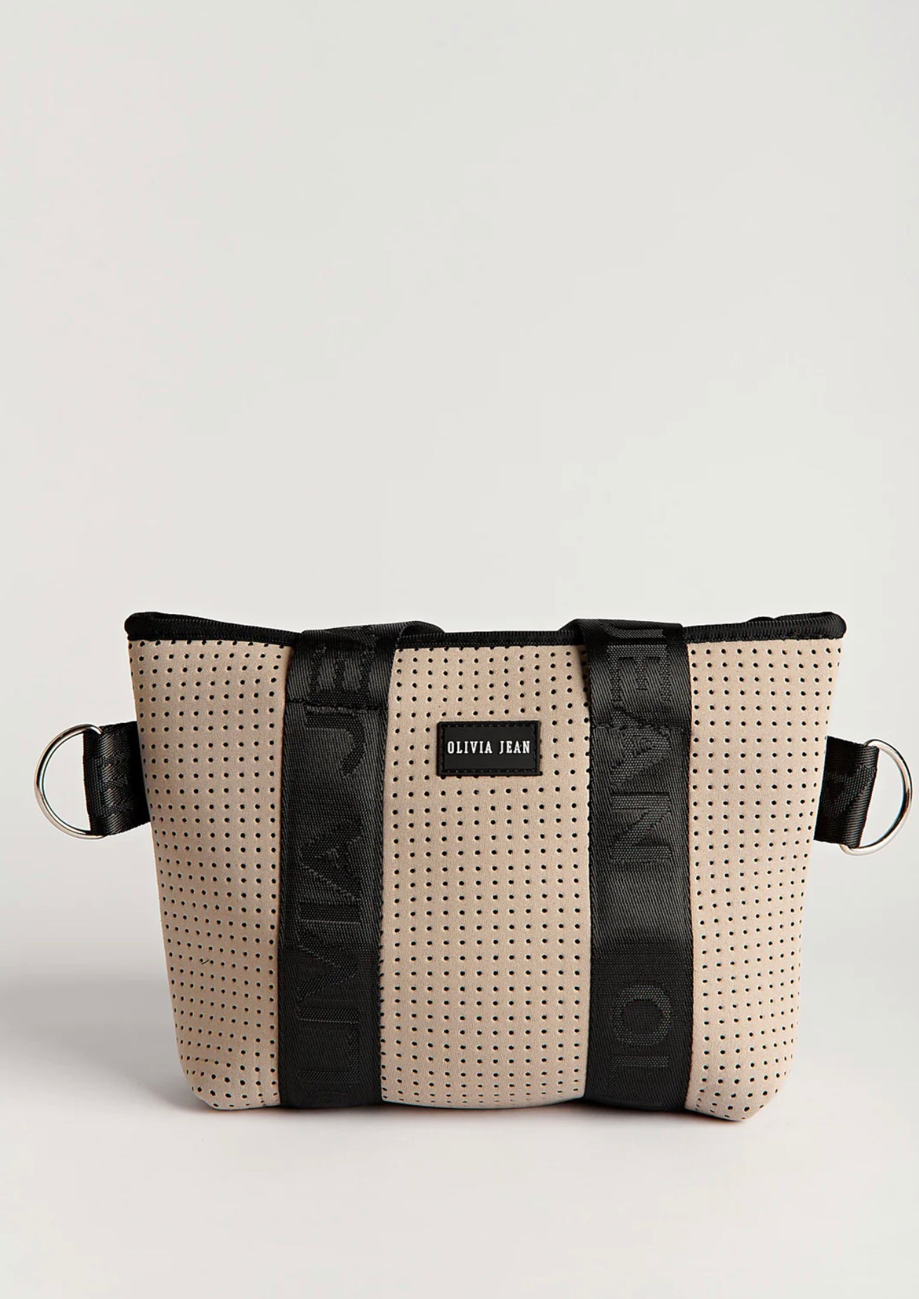 Tash (Beige) Neoprene Crossbody Bag- With Zip Closure