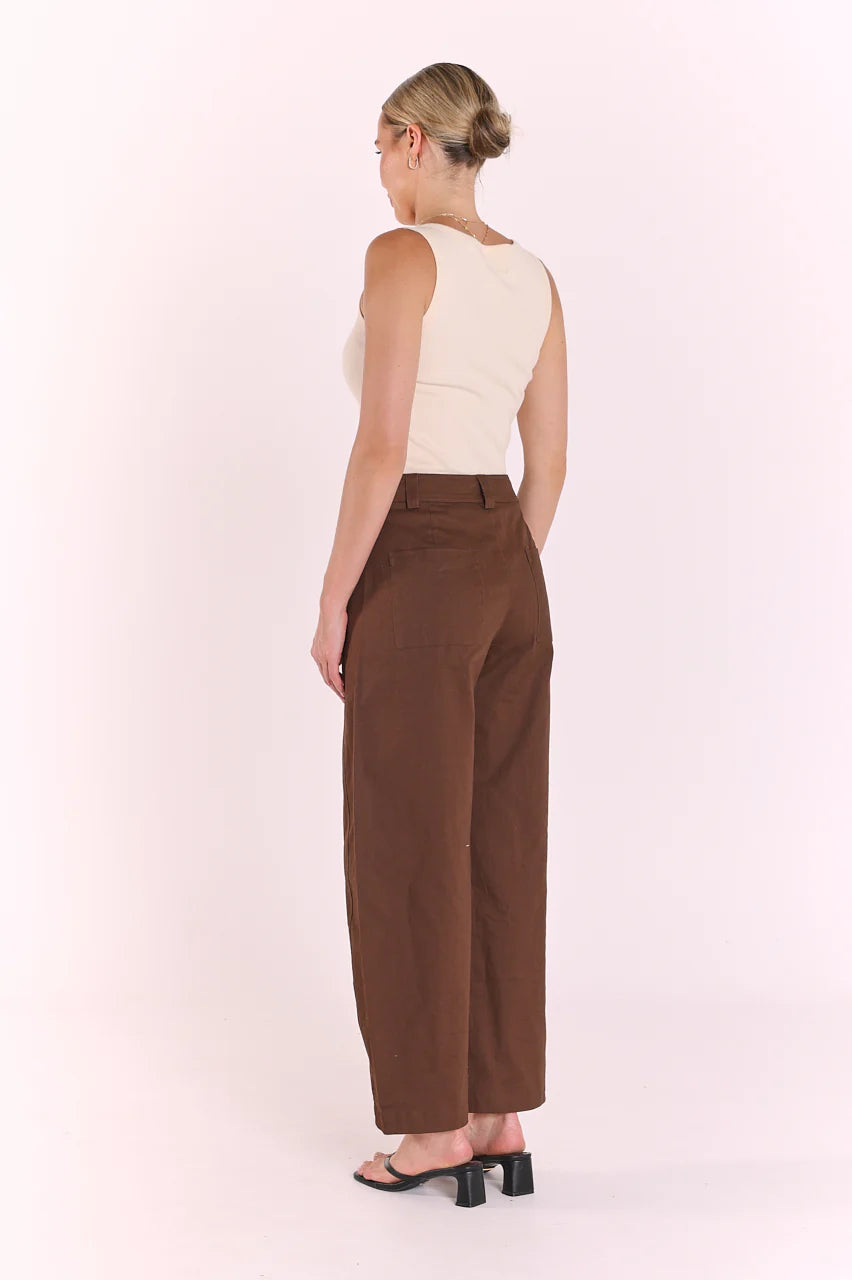 Charlie Barrel Pant - Chocolate