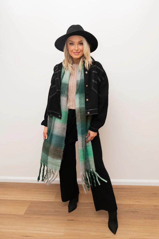 Hotham Scarf - Green & Grey