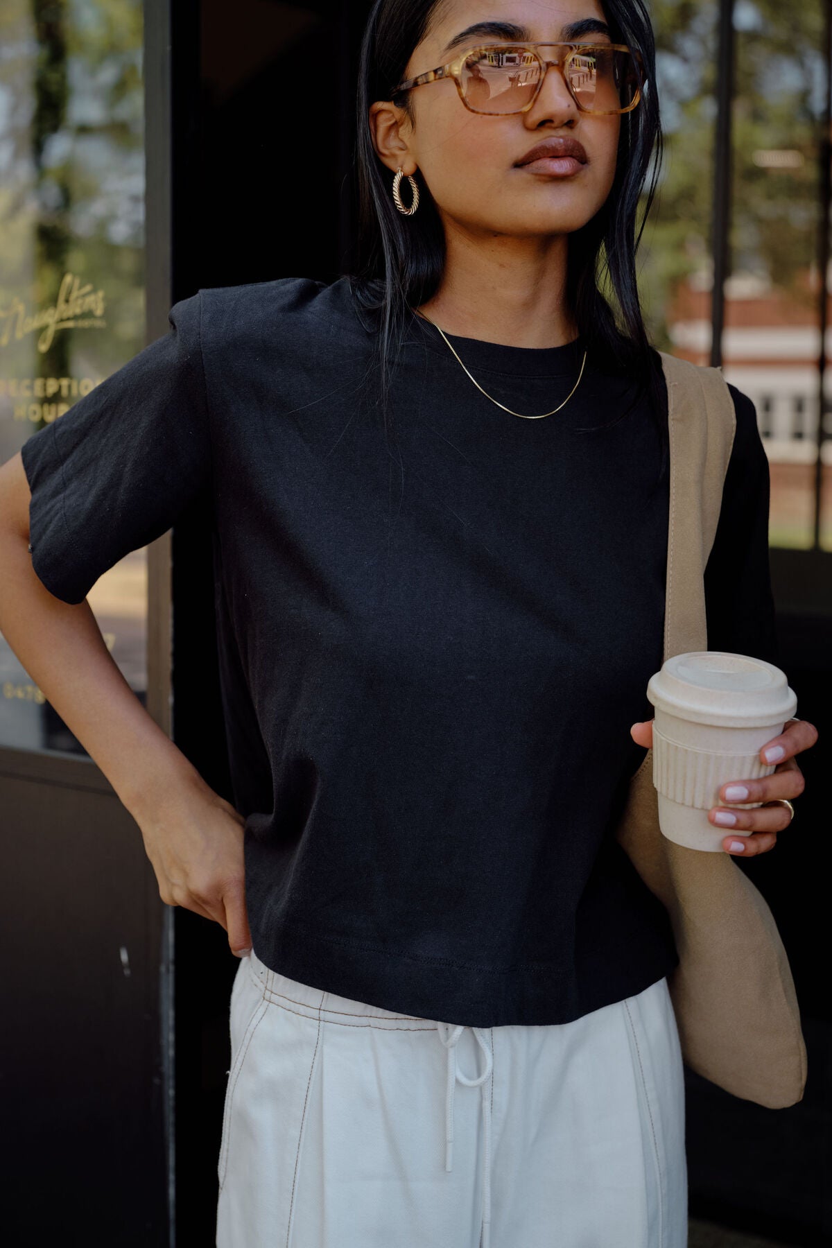 Sofia Boxy Tee - Black