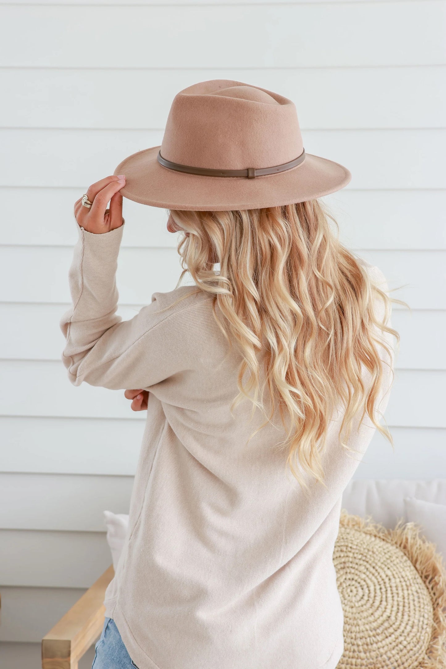 Wool Fedora - Camel (Medium Brown Strap)