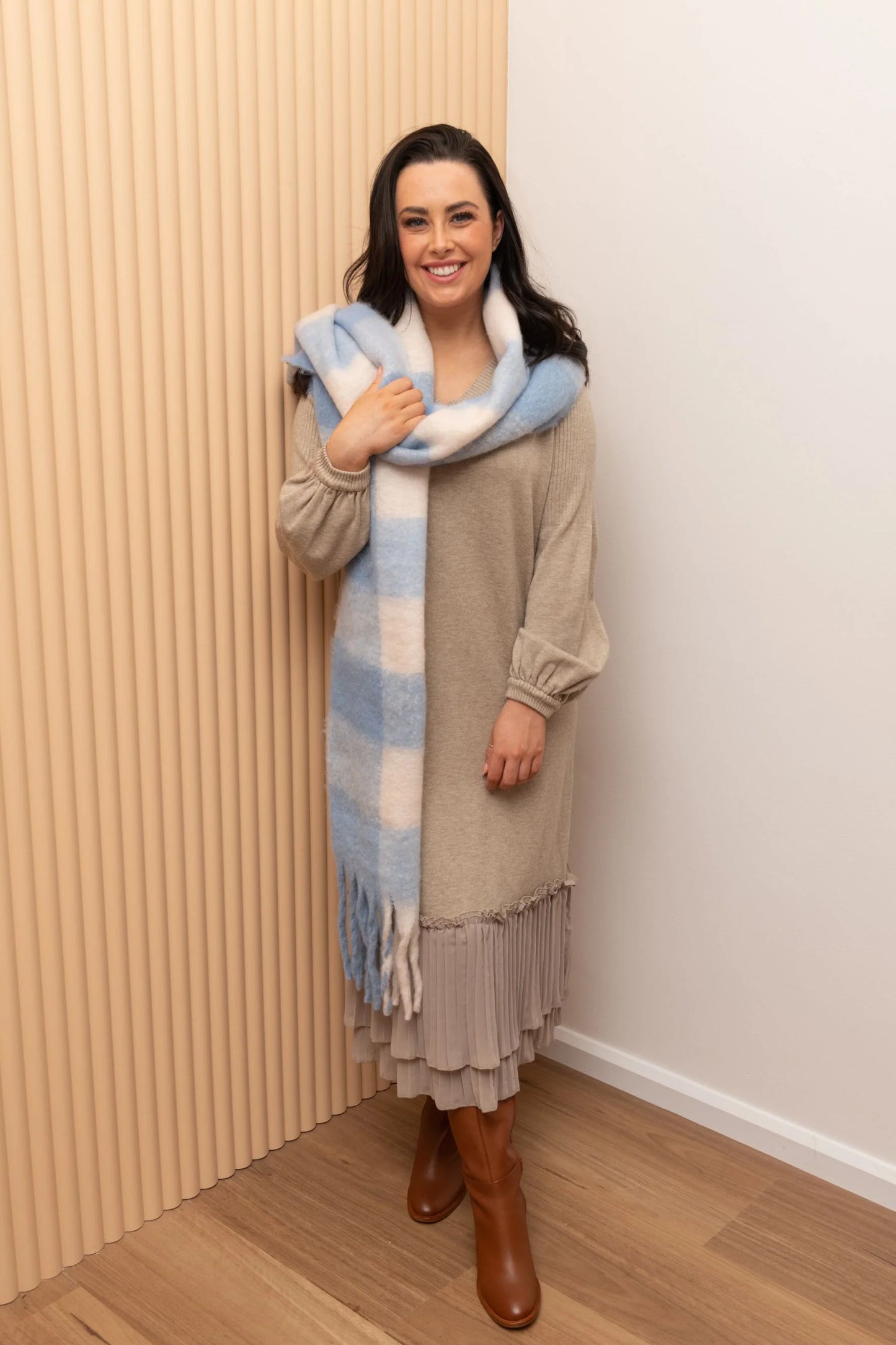 Hotham Scarf - Blue & White