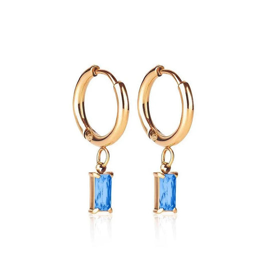 Luxe Gold Drop Earring - Saphire