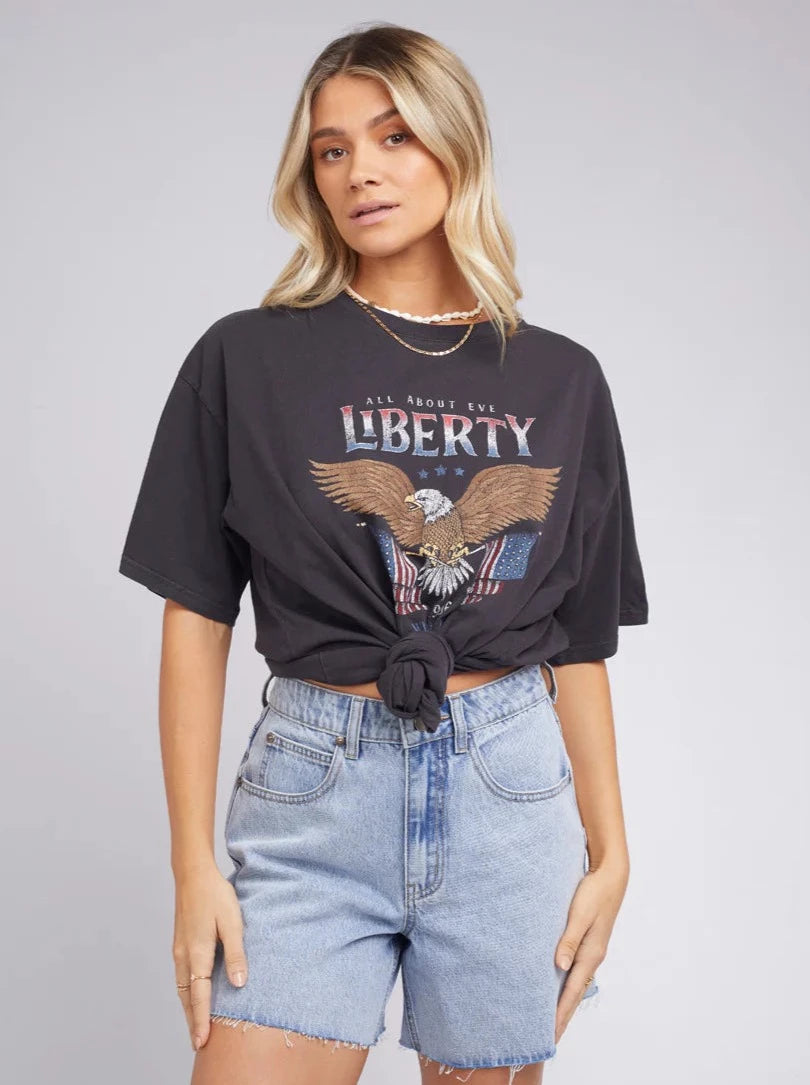 AMERICAN EAGLE TEE - Washed Black