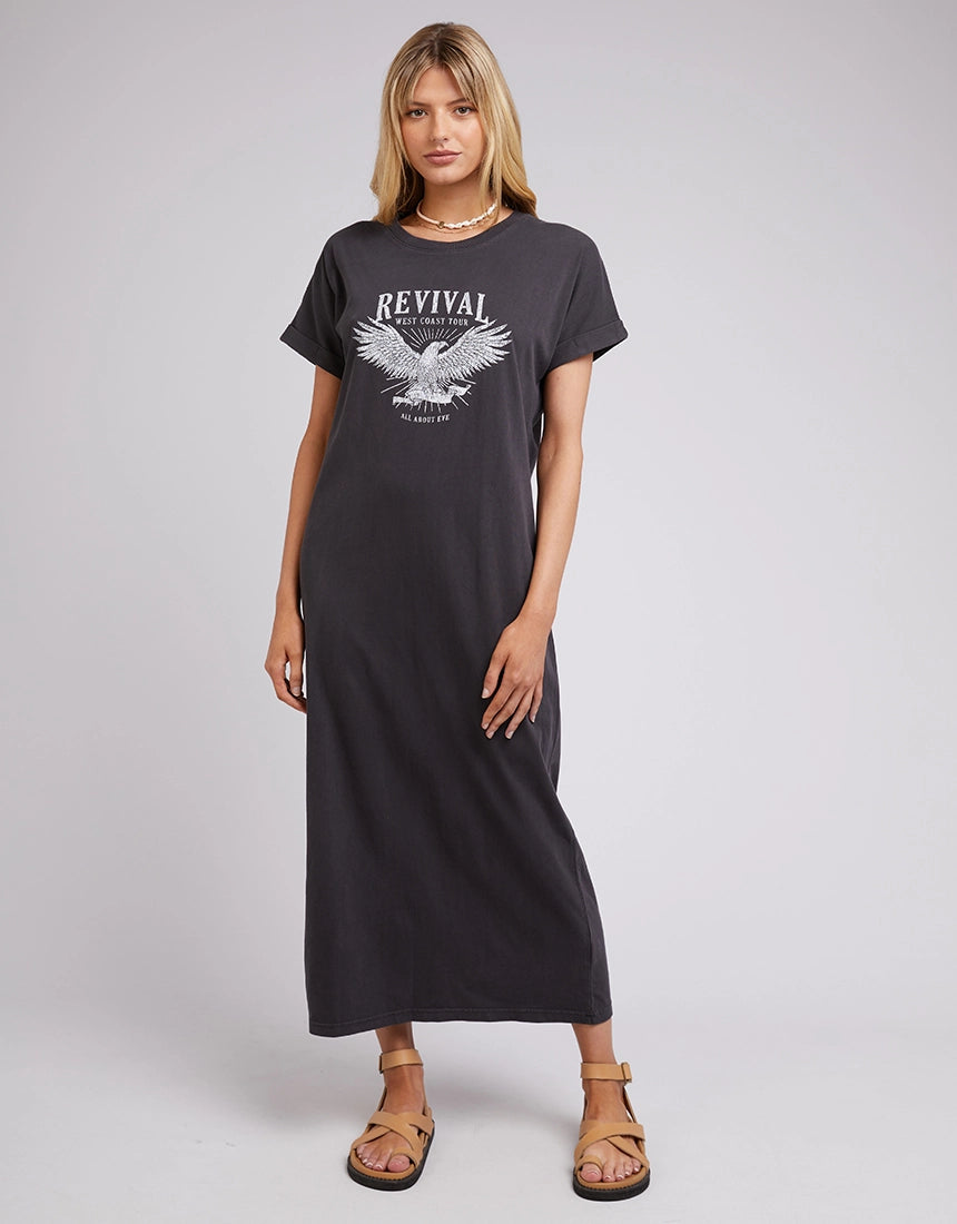 REVIVAL MIDI TEE DRESS - Washed Black