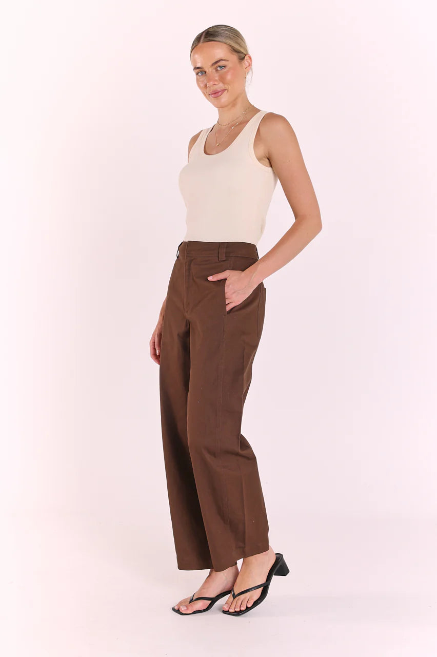 Charlie Barrel Pant - Chocolate