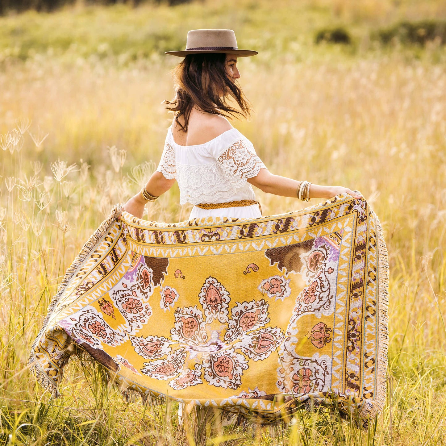 'Here Comes The Sun' Woven Picnic Rug/Throw: Regular 130x160cm