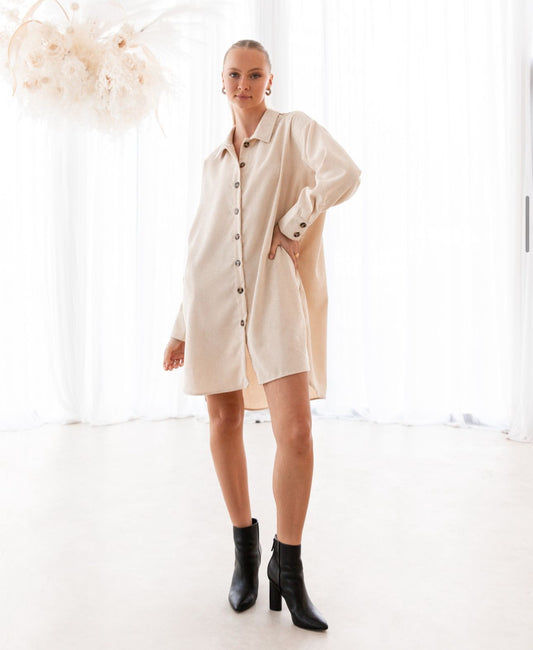 Cord Oversized Shirtdress