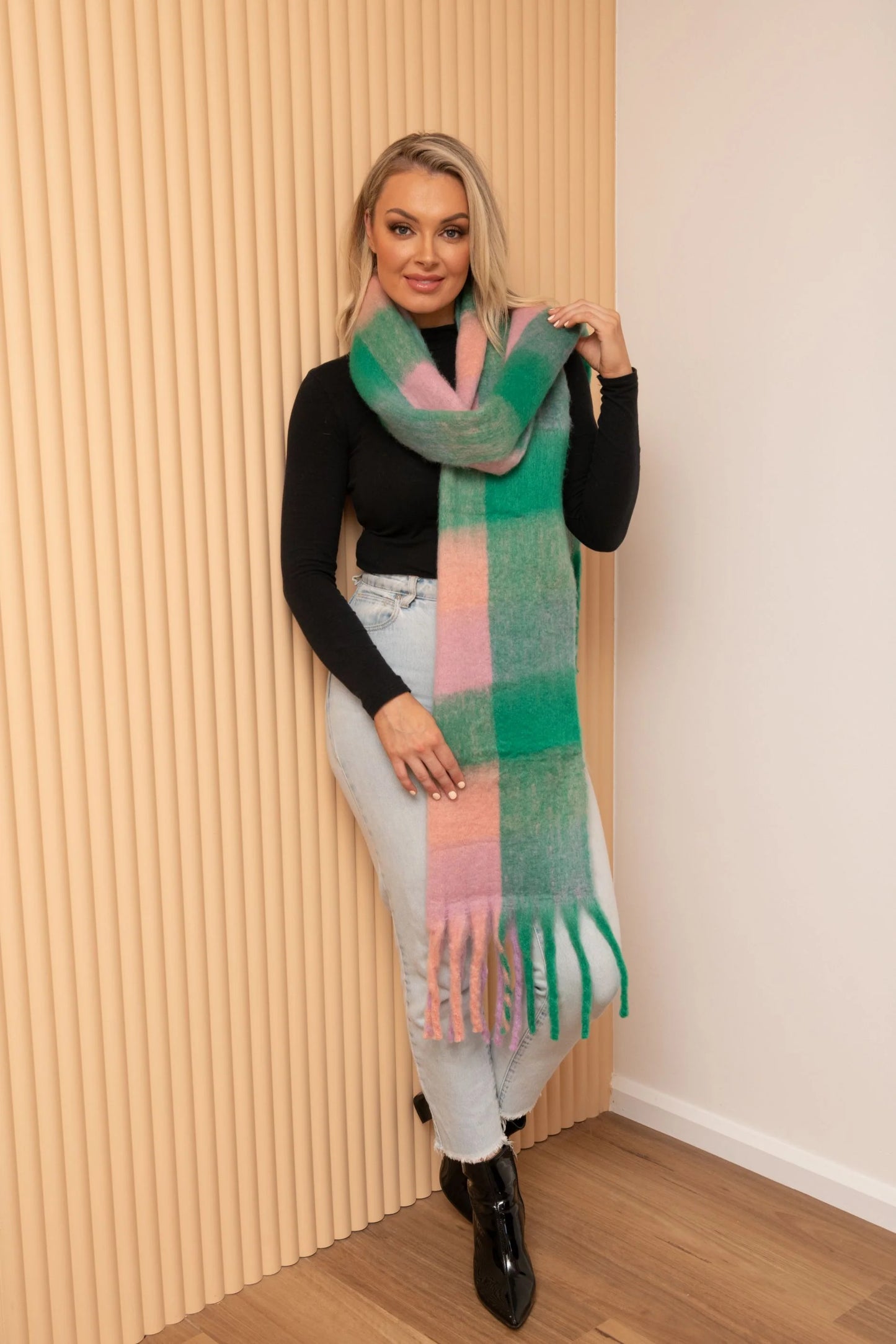 Hotham Scarf - Pink & Green