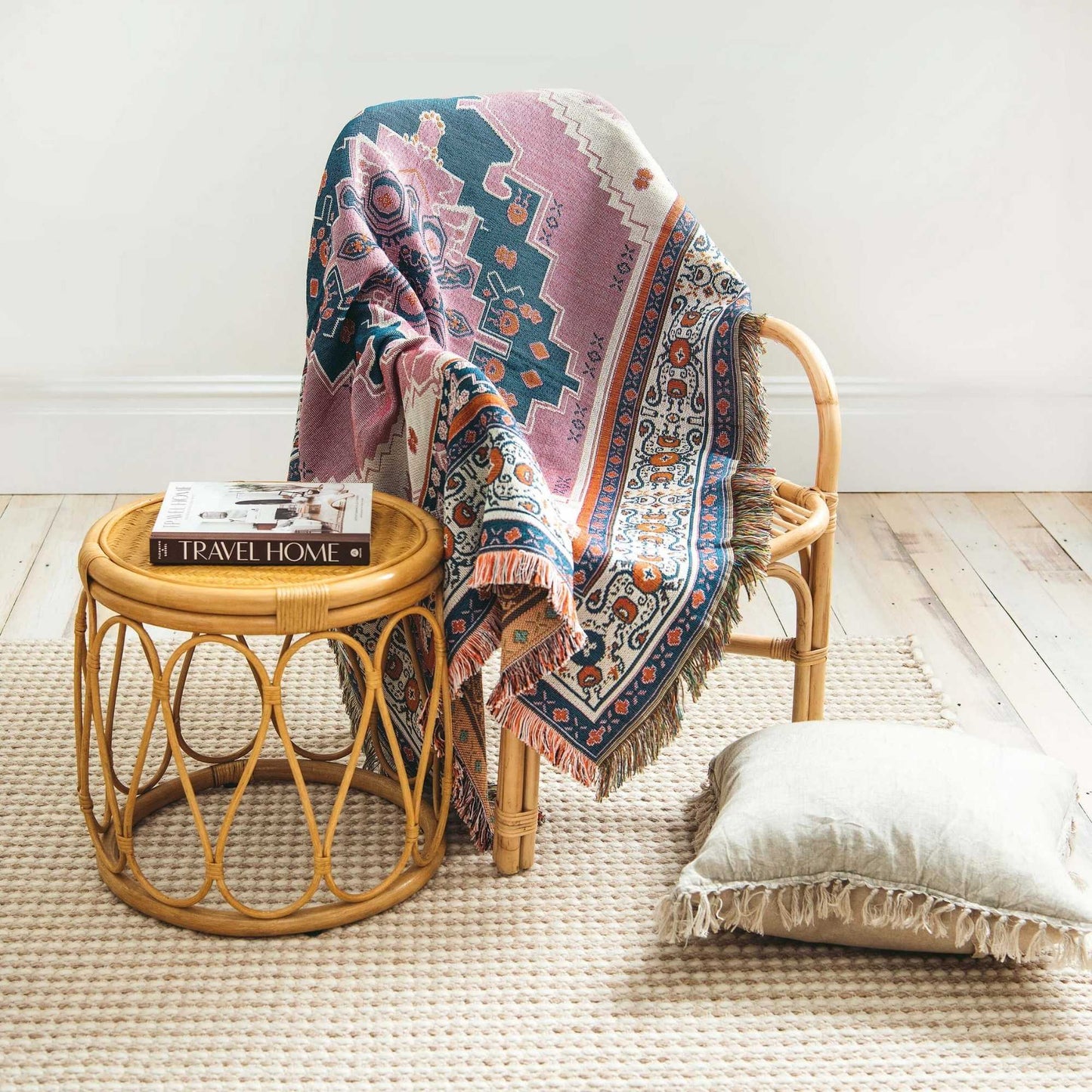 'Strawberry Fields' Woven Picnic Rug/Throw: Regular 130x160cm