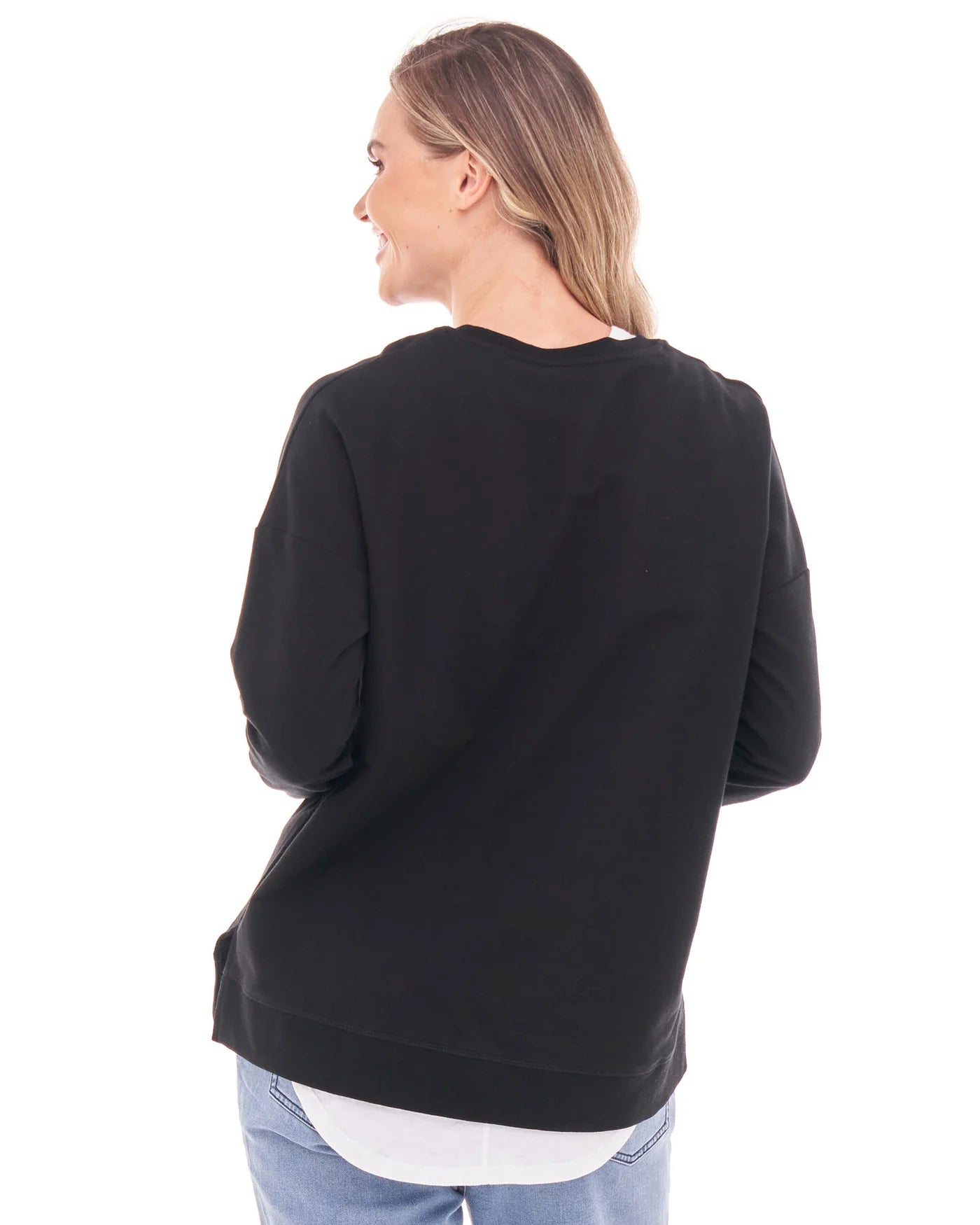 Sienna relaxed crew neck cotton sweat - Black