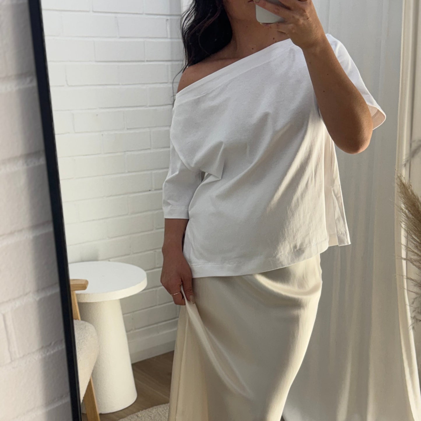 Jenna Boat Neck Tee White