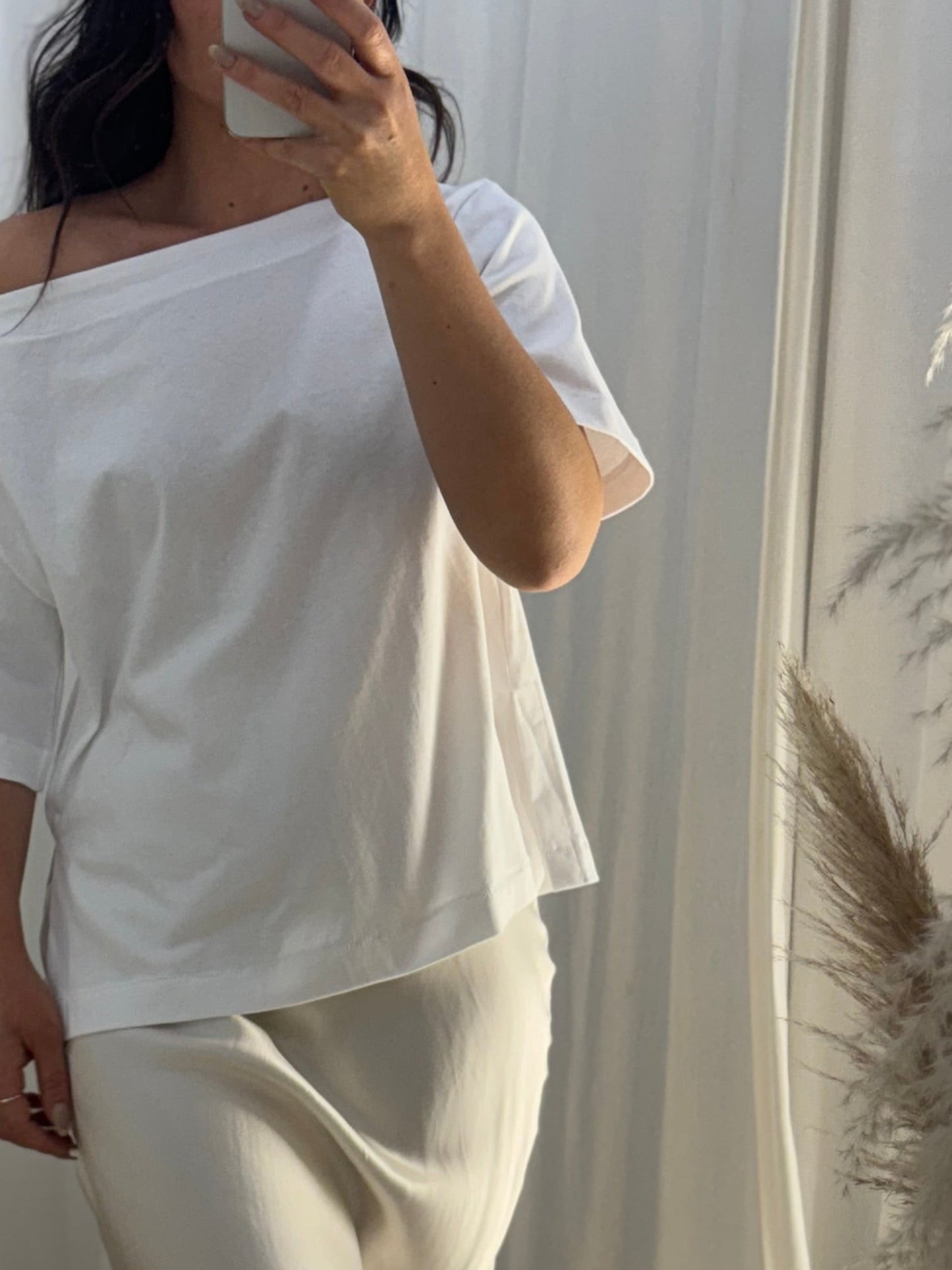 Jenna Boat Neck Tee White