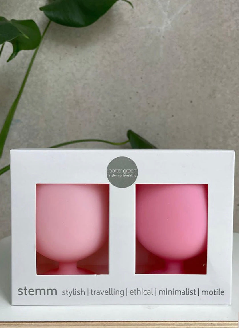 Flamingo + Lotus | Stemm | Unbreakable Silicone Wine Glasses