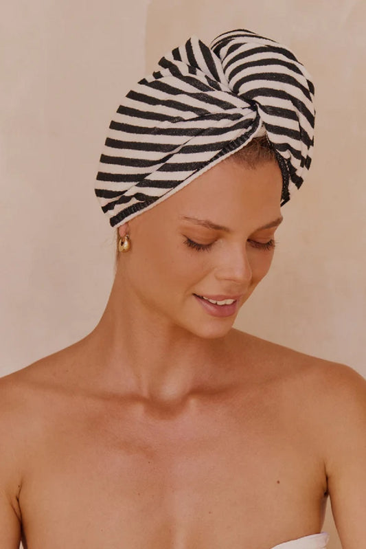 RIVA HAIR TOWEL - MONOCHROME STRIPE