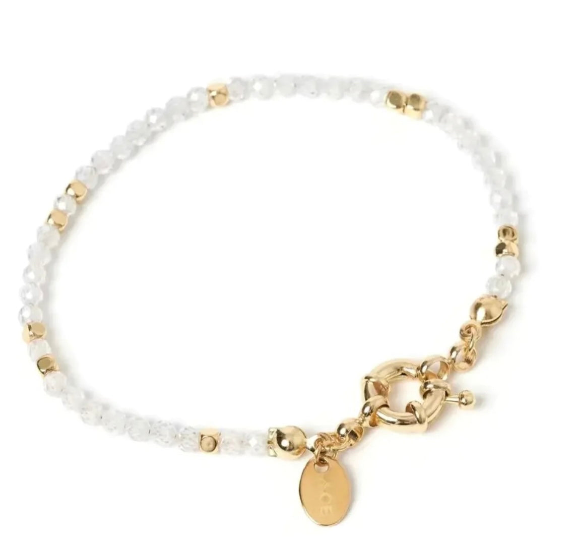 White Gemstone Gold Bracelet