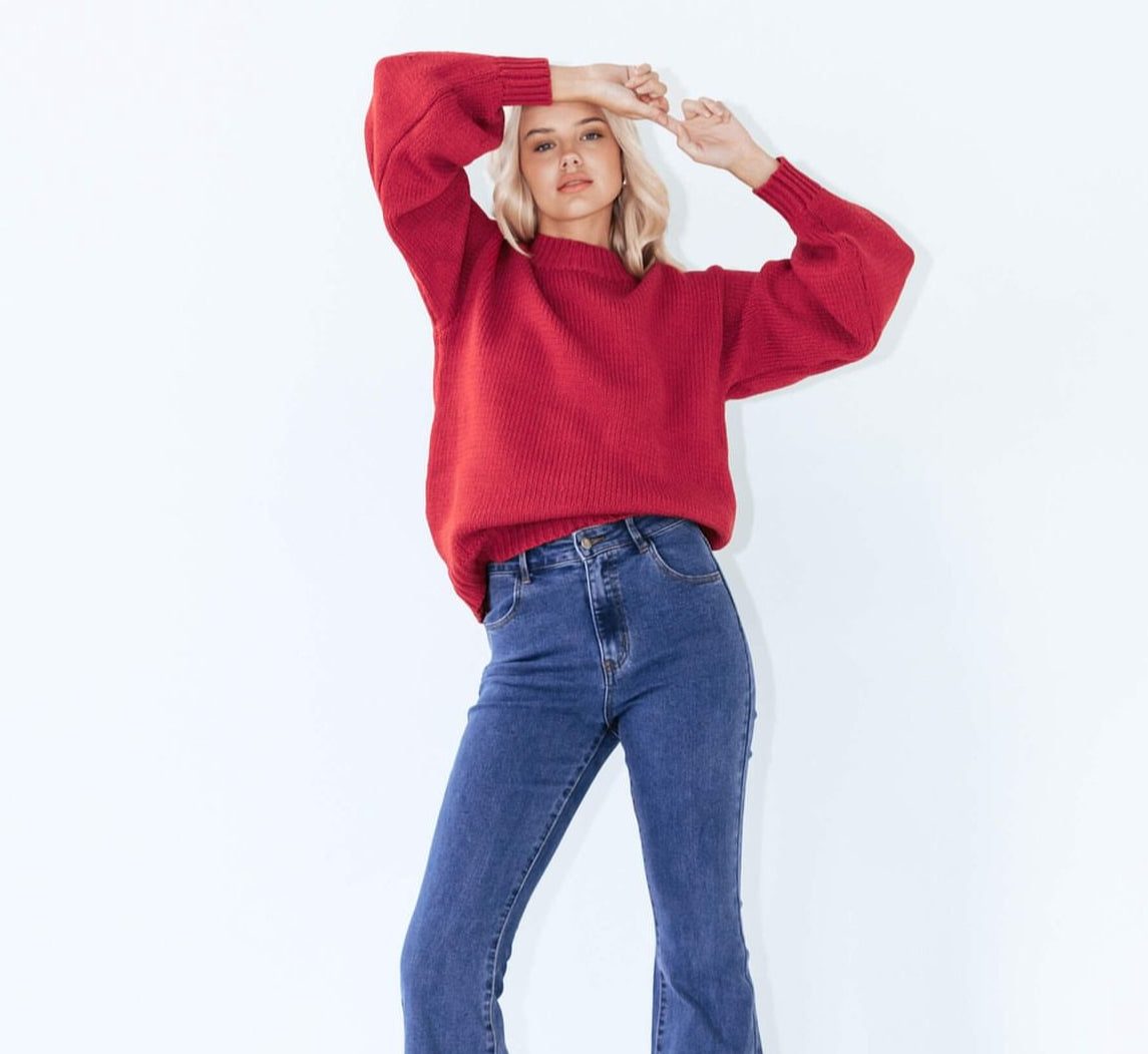 Sydney Knitted Jumper in Berry