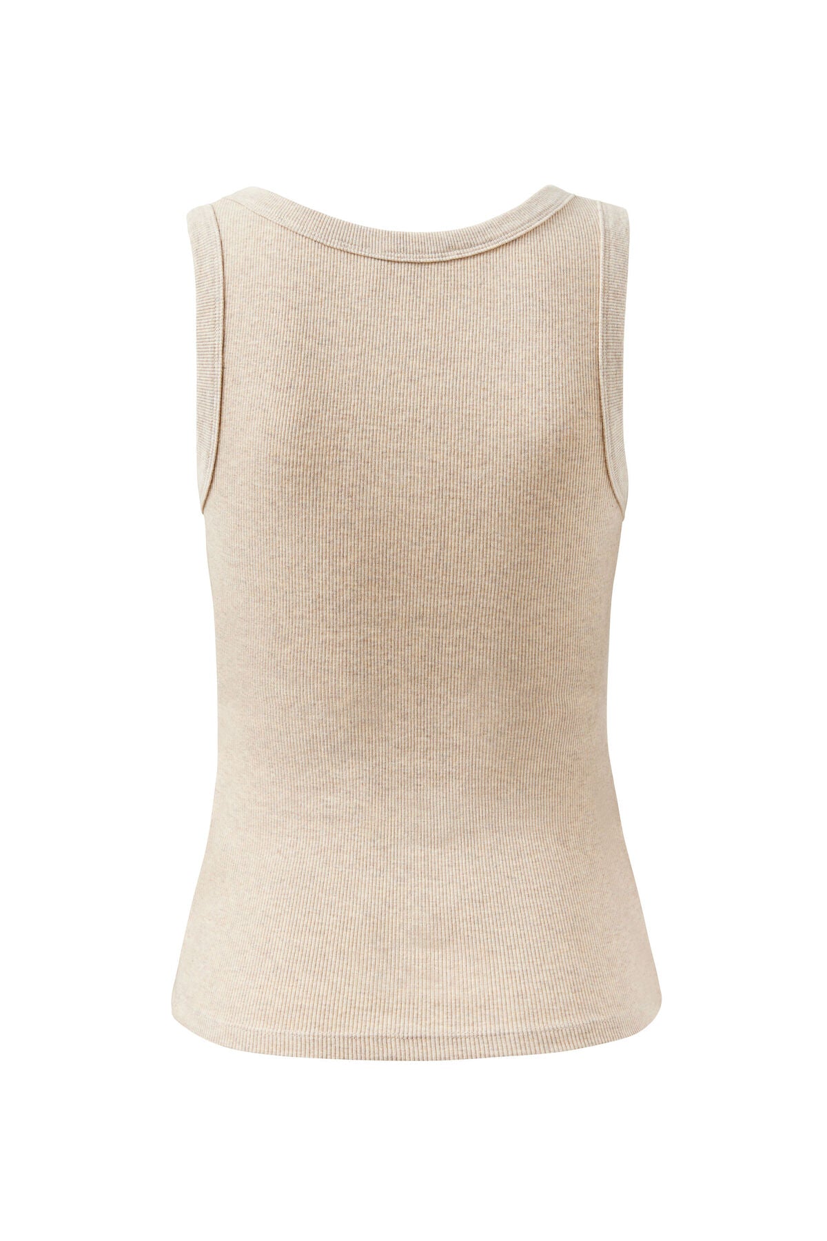 Zoe Contour Rib Scoop Tank - Oatmeal