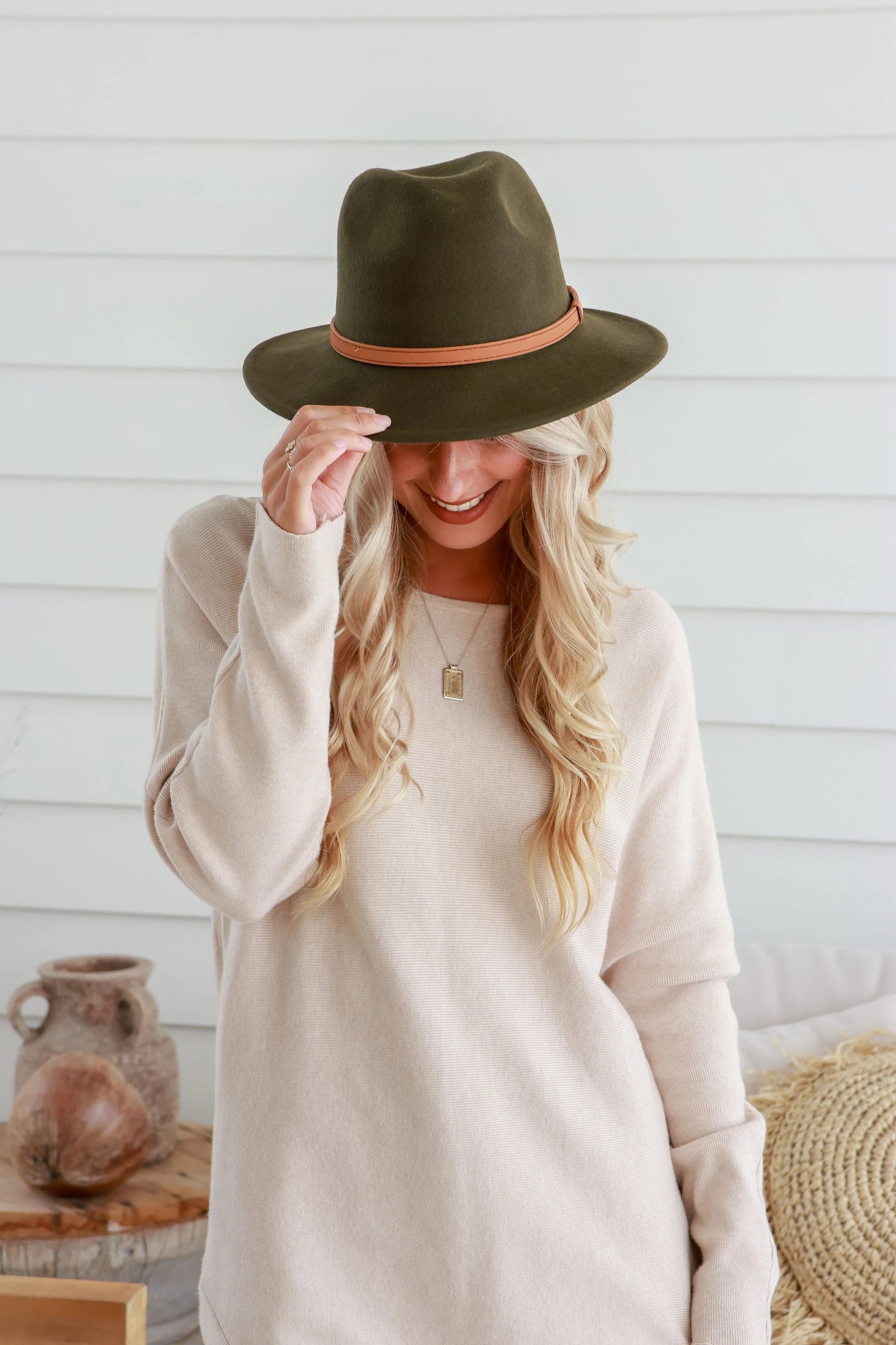 Wool Fedora - Khaki